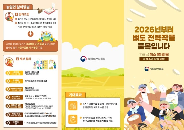 농식품부, 벼도 전략작물직불금 500...