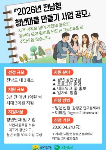 함평군, ‘전남형 청년마을 만들기 지...