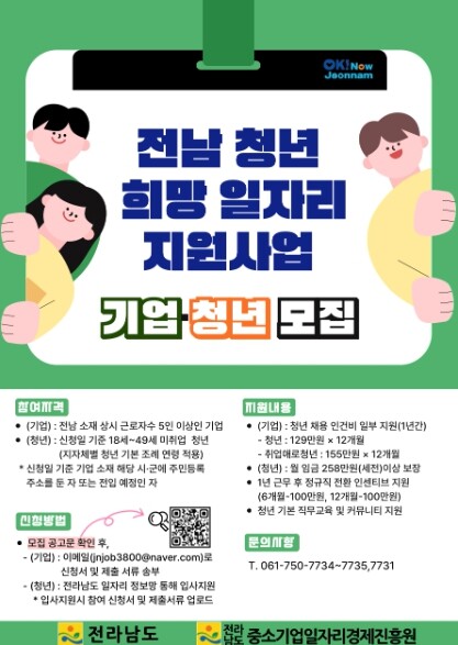 전남도, 청년 임금 높이고 기업 채용...
