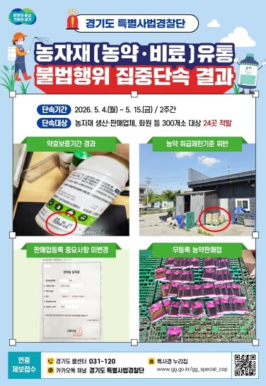 경기도 특사경, 약효보증기간 지난 농...