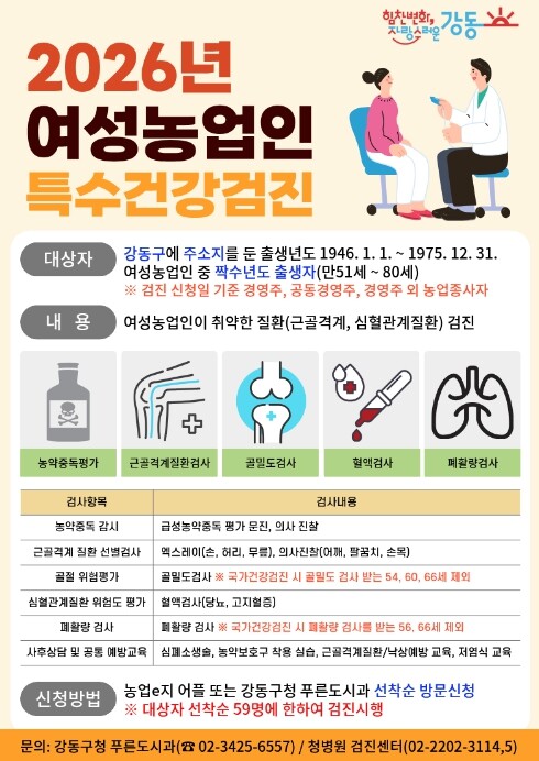 강동구, 여성농업인 59명에게 특수건...