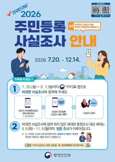 충북도, ‘2026년 주민등록 사실조...