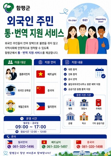 함평군, 다문화가족 생활밀착형 통번역...